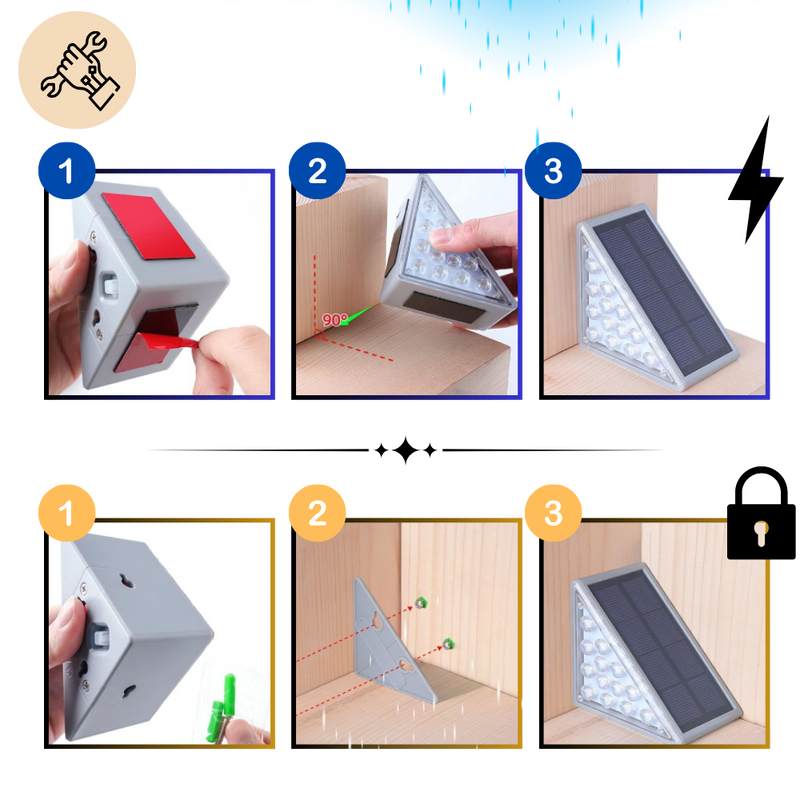 Lampes solaires étanches pour escaliers