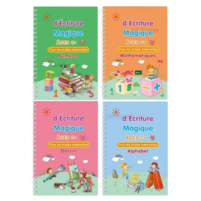 Cahier d'écriture effaçable à rainures